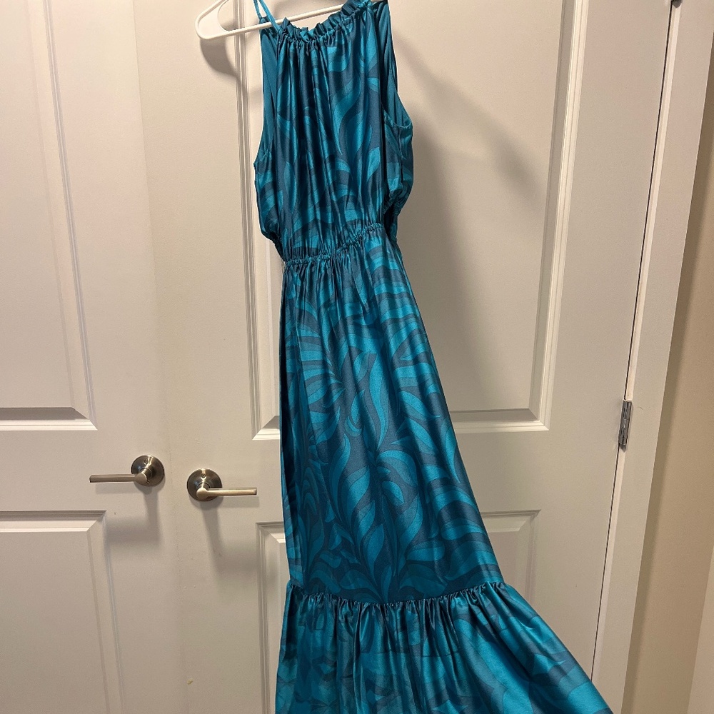 Gorgeous turquoise cut out maxi dress